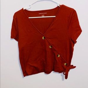American eagle ribbed top with tie.